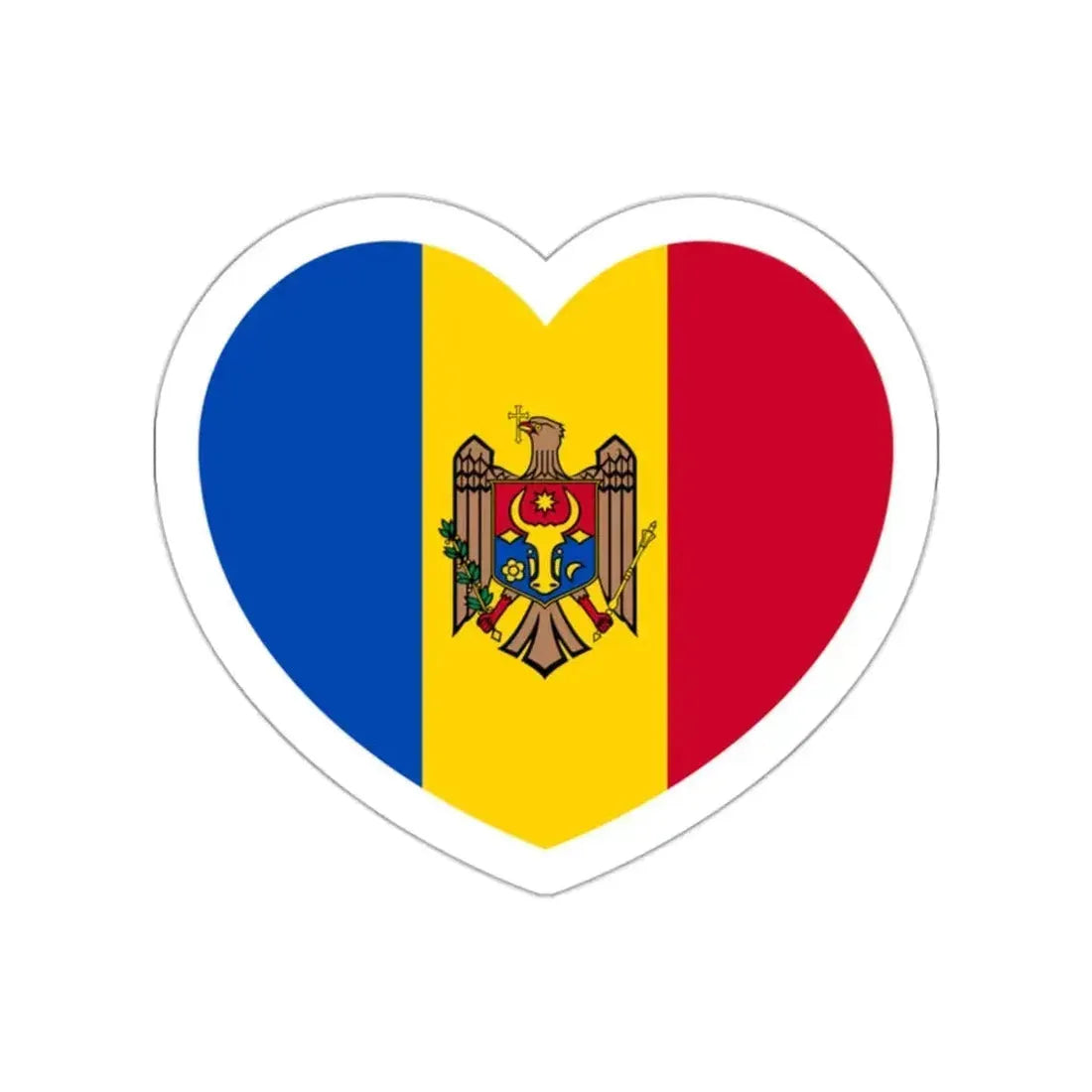 Heart Flag of Moldova - STICKER Vinyl Die-Cut Decal White Die-Cut 2 Inch - The Sticker Space