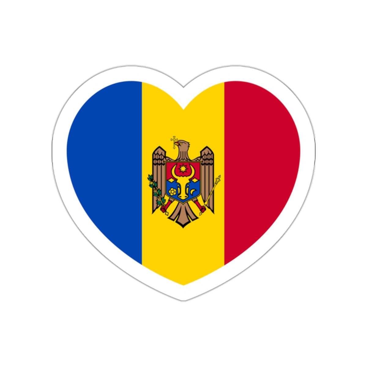 Heart Flag of Moldova - STICKER Vinyl Die-Cut Decal-White-The Sticker Space