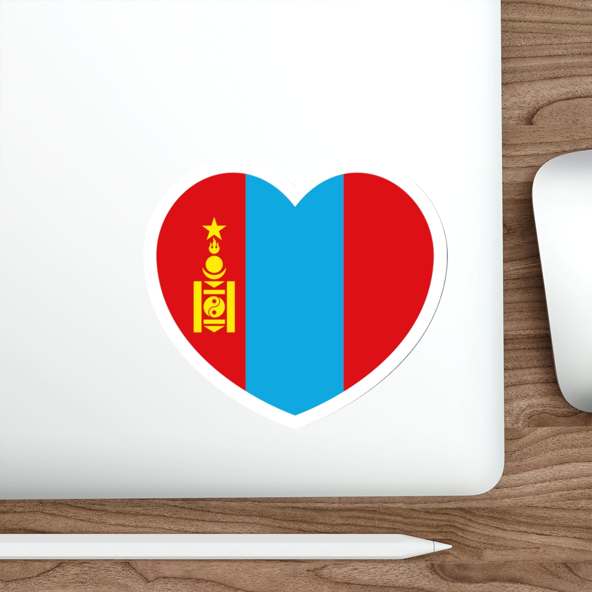 Heart Flag of Mongolia 1945-1992 - STICKER Vinyl Die-Cut Decal-The Sticker Space