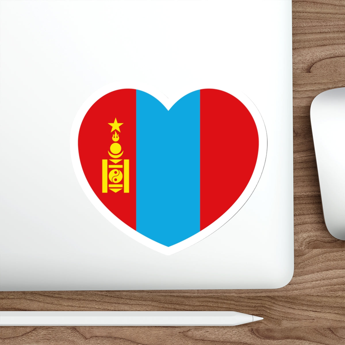 Heart Flag of Mongolia 1945-1992 - STICKER Vinyl Die-Cut Decal-The Sticker Space