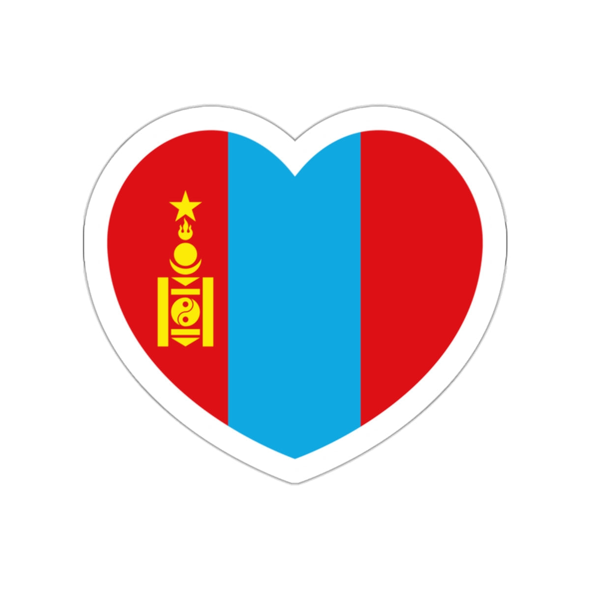 Heart Flag of Mongolia 1945-1992 - STICKER Vinyl Die-Cut Decal-White-The Sticker Space