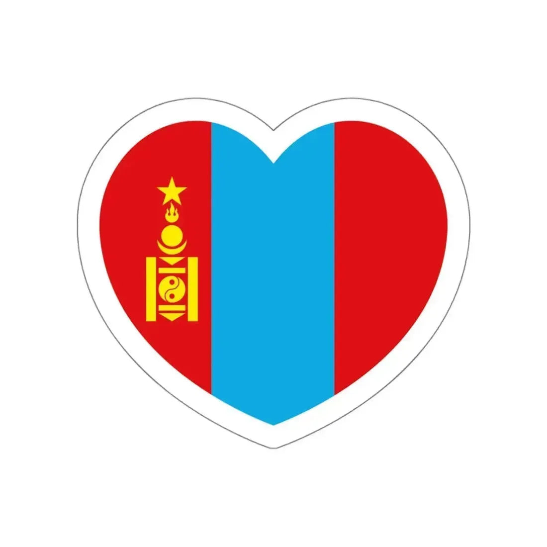 Heart Flag of Mongolia 1945-1992 - STICKER Vinyl Die-Cut Decal White Die-Cut 4 Inch - The Sticker Space
