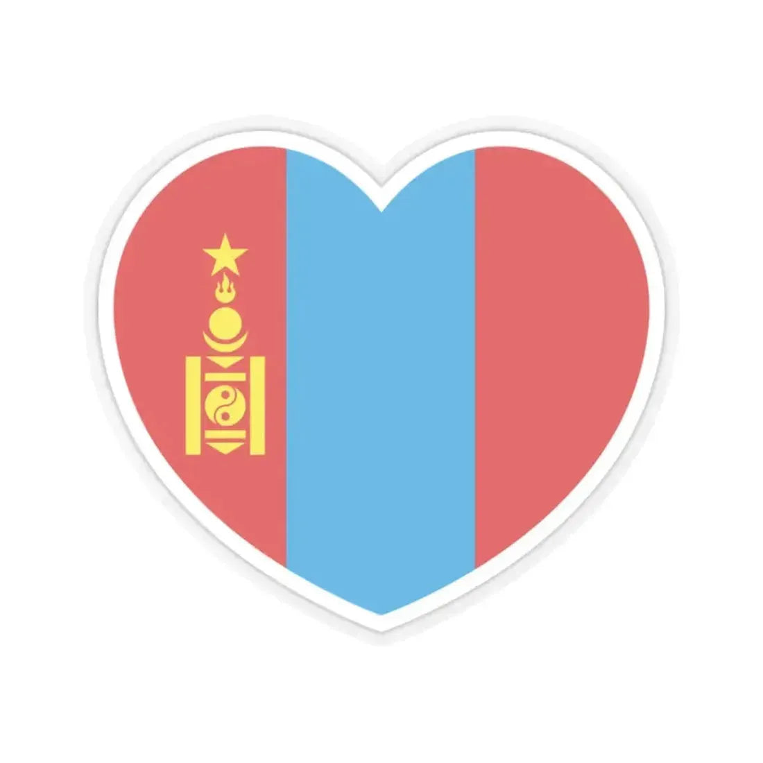Heart Flag of Mongolia 1945-1992 - STICKER Vinyl Kiss-Cut Decal 2 Inch Transparent - The Sticker Space