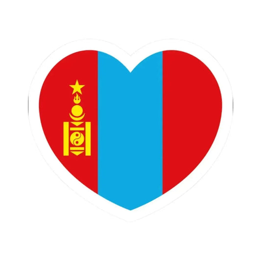 Heart Flag of Mongolia 1945-1992 - STICKER Vinyl Kiss-Cut Decal 2 Inch White - The Sticker Space