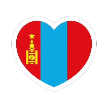 Heart Flag of Mongolia 1945-1992 - STICKER Vinyl Kiss-Cut Decal 4 Inch White - The Sticker Space