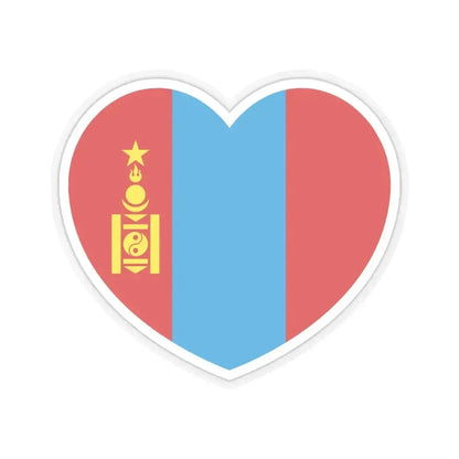 Heart Flag of Mongolia 1945-1992 - STICKER Vinyl Kiss-Cut Decal 6 Inch Transparent - The Sticker Space