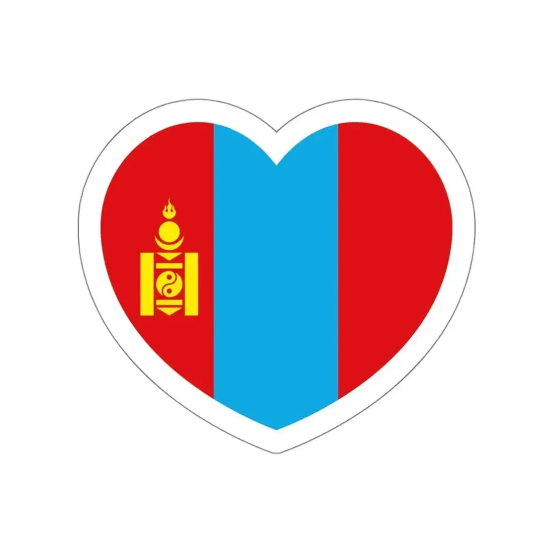Heart Flag of Mongolia 1992-2011 - STICKER Vinyl Die-Cut Decal White Die-Cut 4 Inch - The Sticker Space