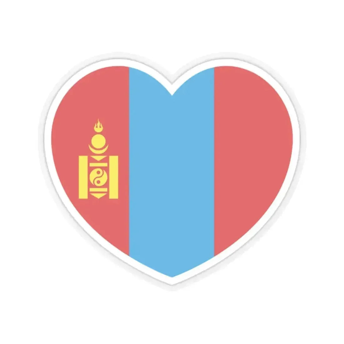 Heart Flag of Mongolia 1992-2011 - STICKER Vinyl Kiss-Cut Decal 2 Inch Transparent - The Sticker Space