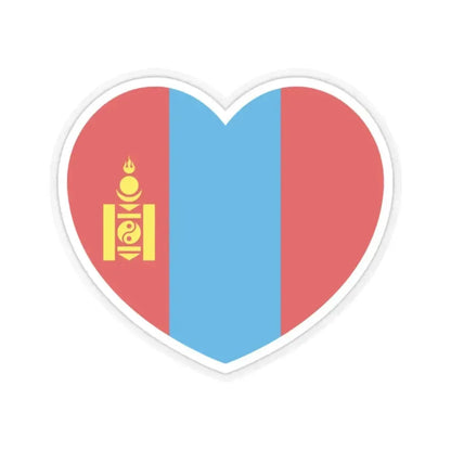 Heart Flag of Mongolia 1992-2011 - STICKER Vinyl Kiss-Cut Decal 2 Inch Transparent - The Sticker Space