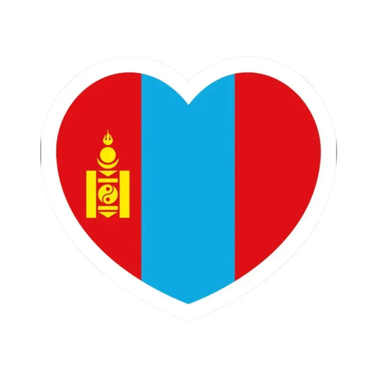 Heart Flag of Mongolia 1992-2011 - STICKER Vinyl Kiss-Cut Decal 2 Inch White - The Sticker Space