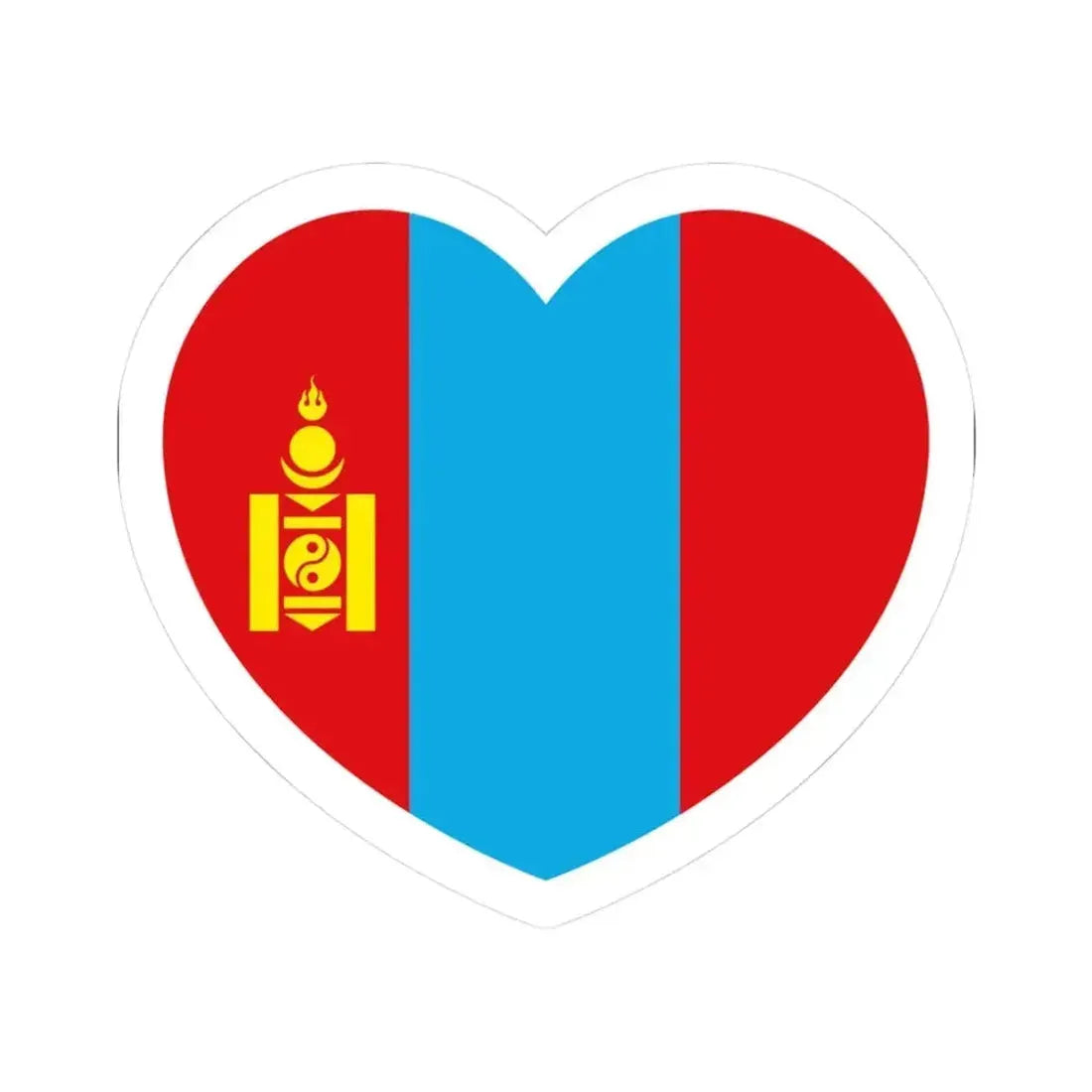 Heart Flag of Mongolia 1992-2011 - STICKER Vinyl Kiss-Cut Decal 3 Inch White - The Sticker Space