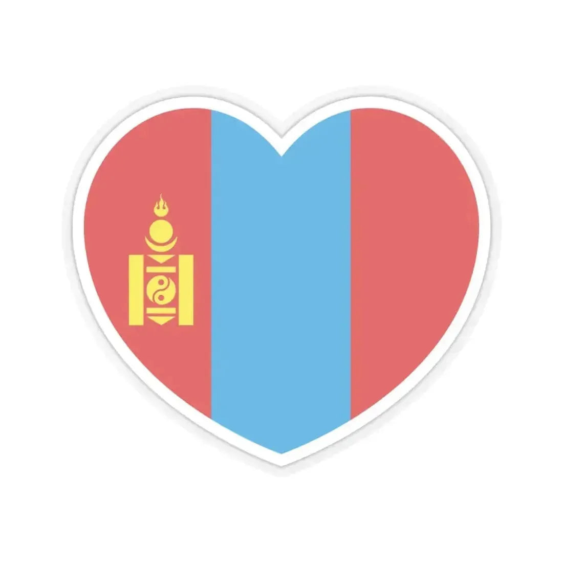 Heart Flag of Mongolia 1992-2011 - STICKER Vinyl Kiss-Cut Decal 4 Inch Transparent - The Sticker Space