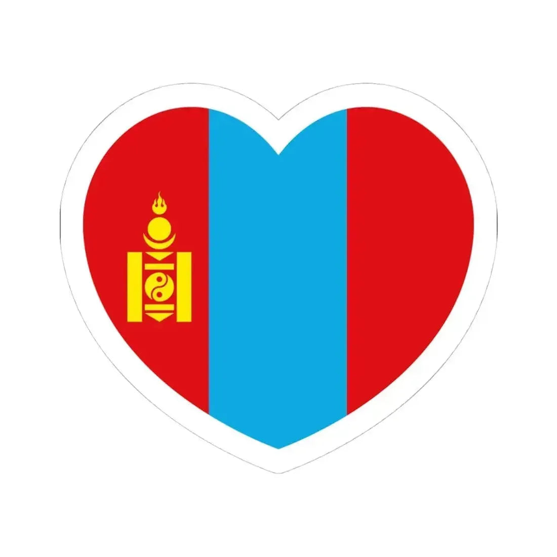 Heart Flag of Mongolia 1992-2011 - STICKER Vinyl Kiss-Cut Decal 4 Inch White - The Sticker Space