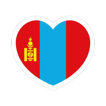 Heart Flag of Mongolia 1992-2011 - STICKER Vinyl Kiss-Cut Decal 4 Inch White - The Sticker Space