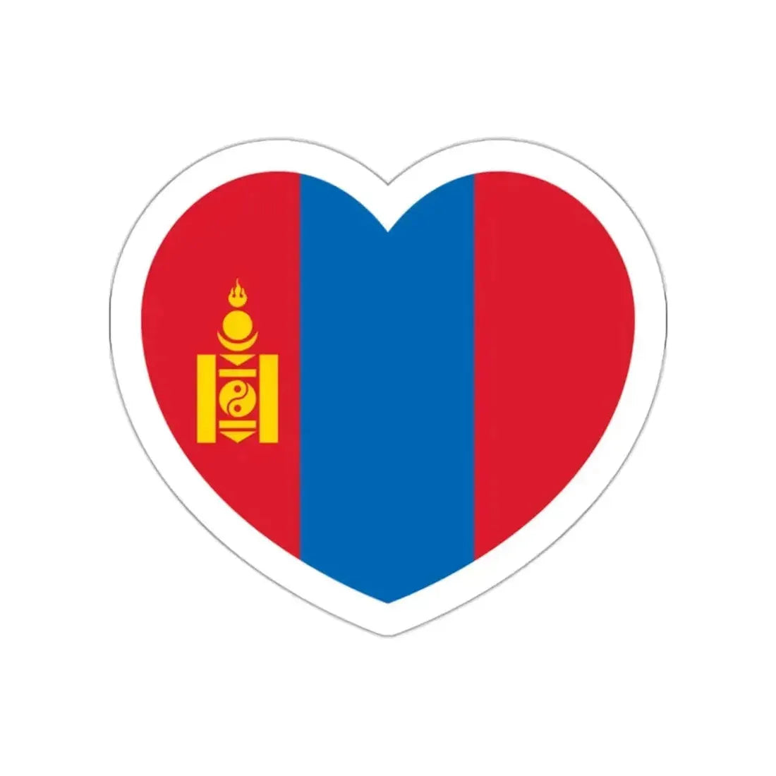 Heart Flag of Mongolia - STICKER Vinyl Die-Cut Decal White Die-Cut 2 Inch - The Sticker Space