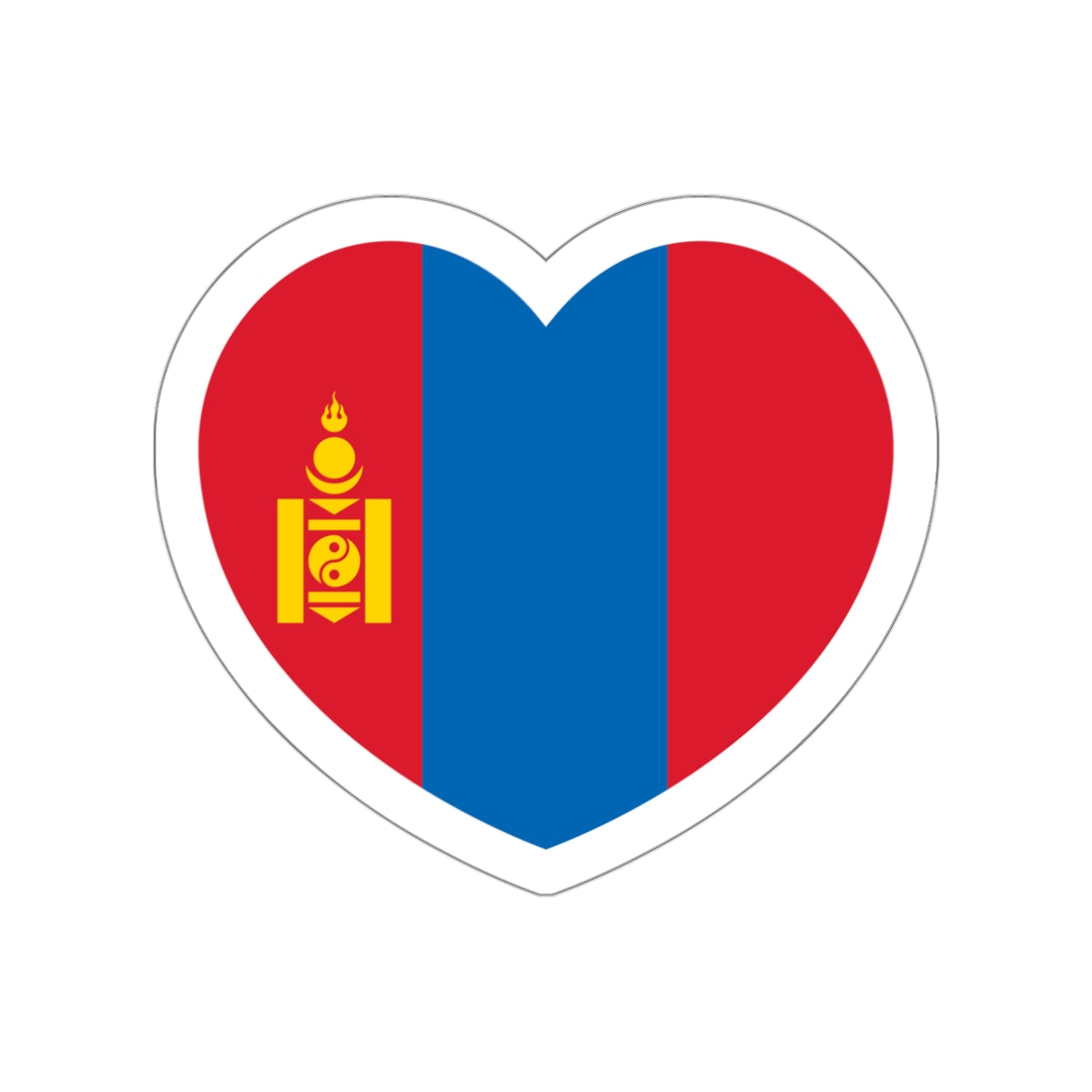 Heart Flag of Mongolia - STICKER Vinyl Die-Cut Decal-White-The Sticker Space