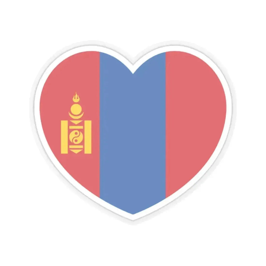 Heart Flag of Mongolia - STICKER Vinyl Kiss-Cut Decal 2 Inch Transparent - The Sticker Space