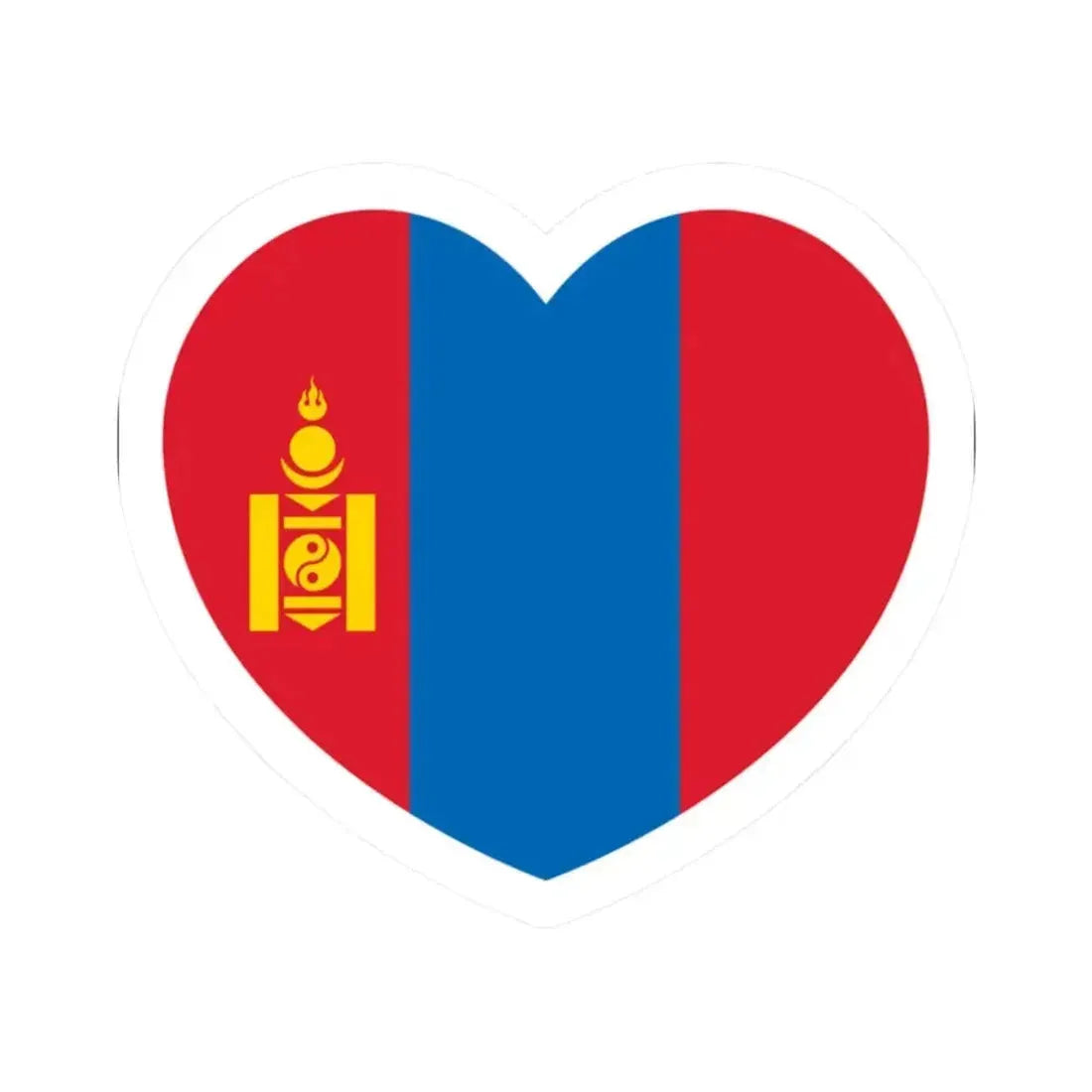 Heart Flag of Mongolia - STICKER Vinyl Kiss-Cut Decal 2 Inch White - The Sticker Space
