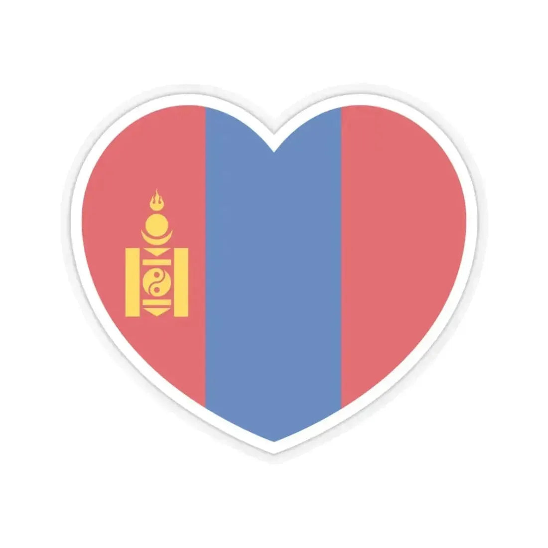 Heart Flag of Mongolia - STICKER Vinyl Kiss-Cut Decal 3 Inch Transparent - The Sticker Space