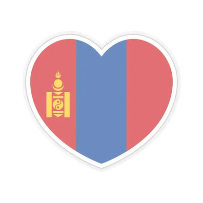 Heart Flag of Mongolia - STICKER Vinyl Kiss-Cut Decal 3 Inch Transparent - The Sticker Space