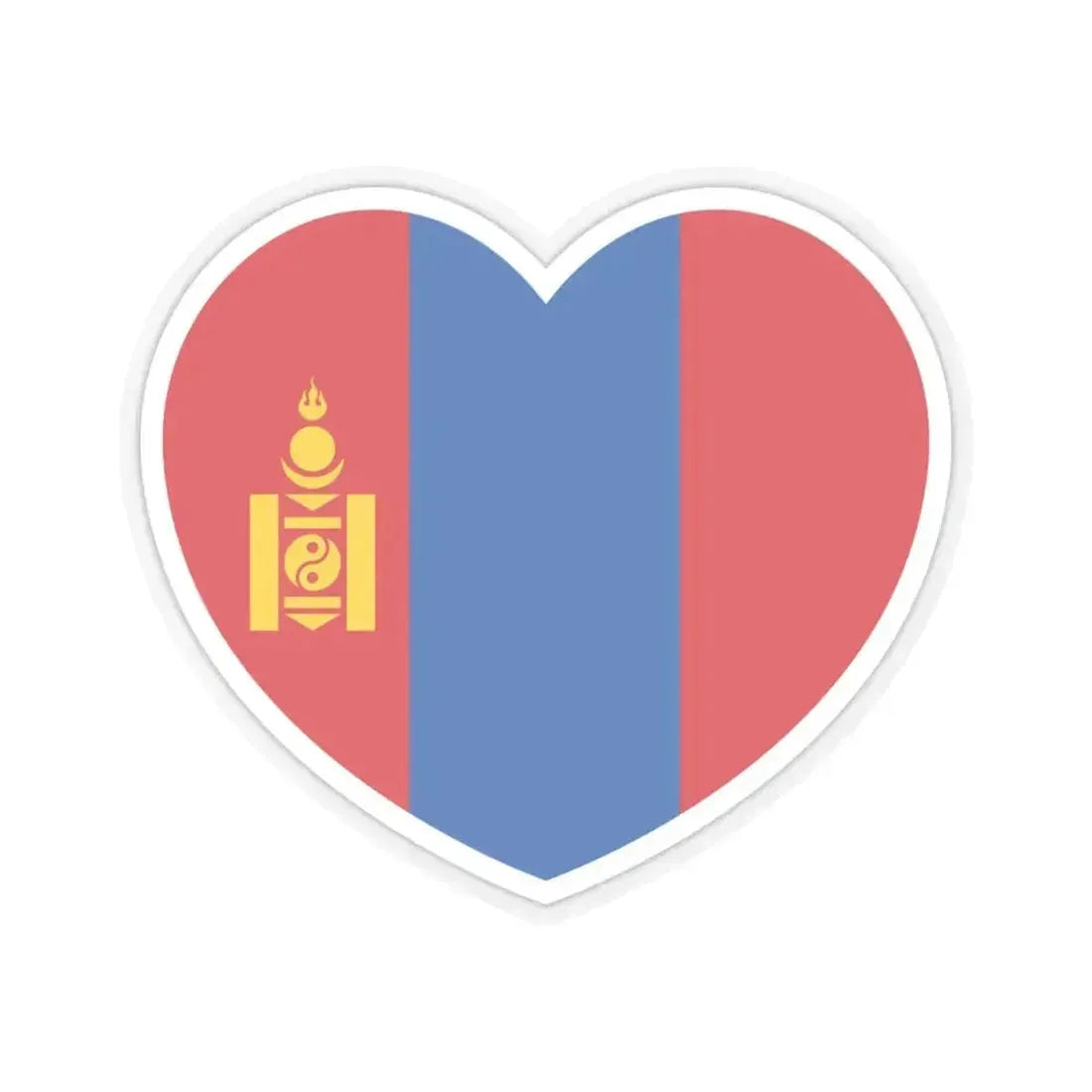 Heart Flag of Mongolia - STICKER Vinyl Kiss-Cut Decal 4 Inch Transparent - The Sticker Space