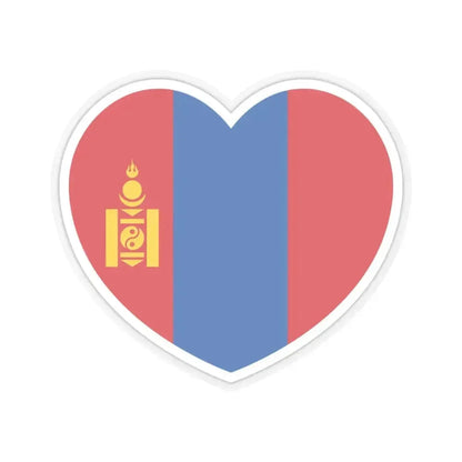 Heart Flag of Mongolia - STICKER Vinyl Kiss-Cut Decal 4 Inch Transparent - The Sticker Space