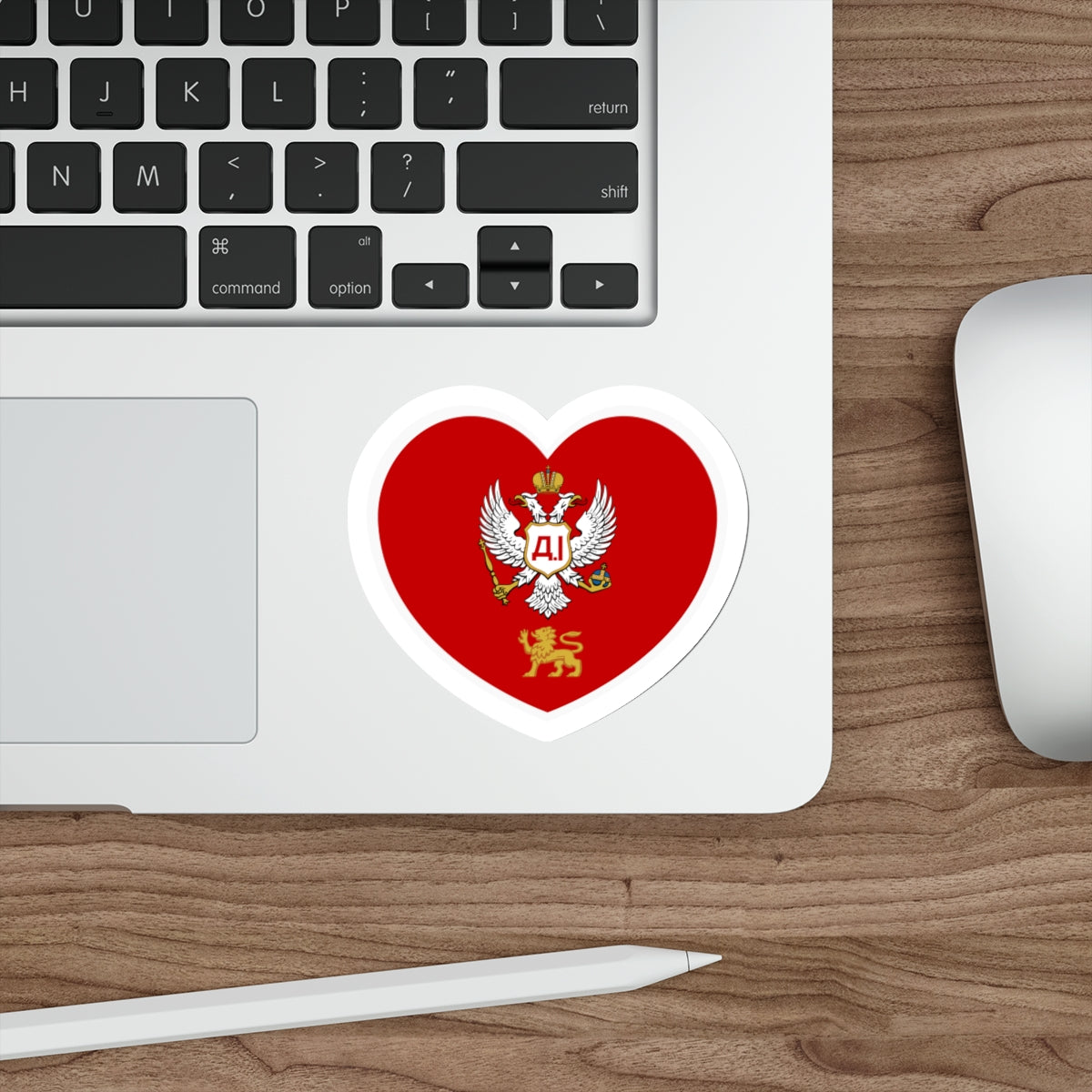 Heart Flag of Montenegro 1852-1860 - STICKER Vinyl Die-Cut Decal-The Sticker Space