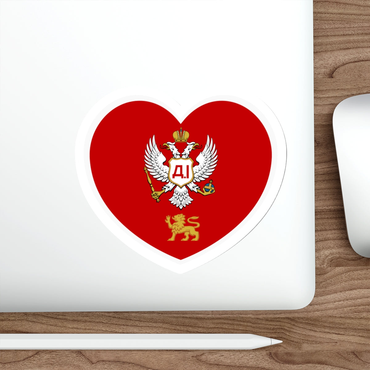 Heart Flag of Montenegro 1852-1860 - STICKER Vinyl Die-Cut Decal-The Sticker Space