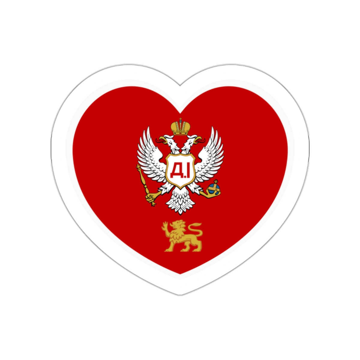 Heart Flag of Montenegro 1852-1860 - STICKER Vinyl Die-Cut Decal-White-The Sticker Space