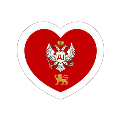 Heart Flag of Montenegro 1852-1860 - STICKER Vinyl Die-Cut Decal White Die-Cut 3 Inch - The Sticker Space