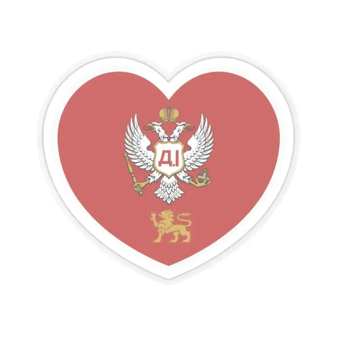 Heart Flag of Montenegro 1852-1860 - STICKER Vinyl Kiss-Cut Decal 2 Inch Transparent - The Sticker Space