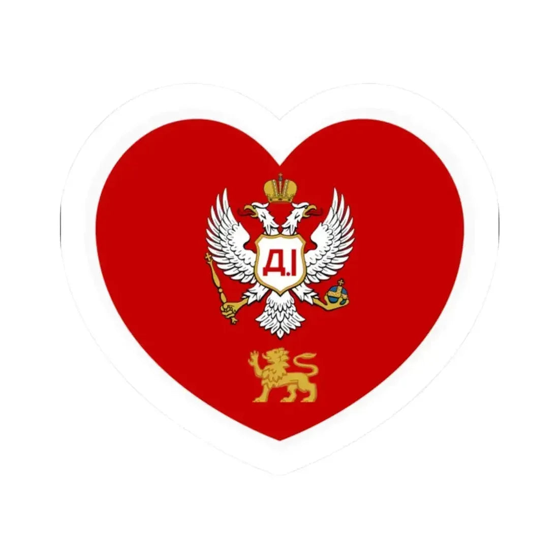 Heart Flag of Montenegro 1852-1860 - STICKER Vinyl Kiss-Cut Decal 2 Inch White - The Sticker Space