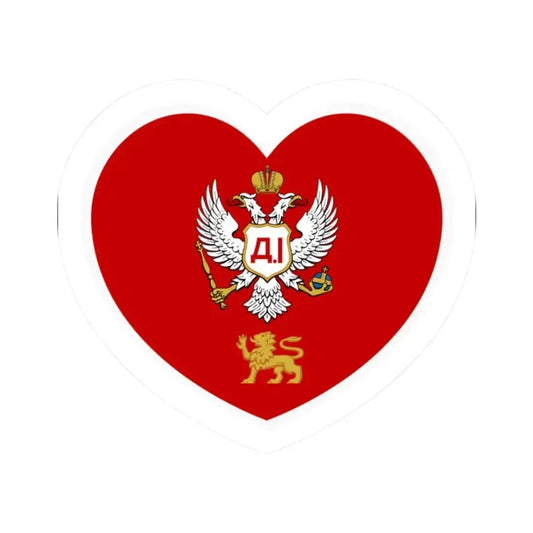 Heart Flag of Montenegro 1852-1860 - STICKER Vinyl Kiss-Cut Decal 2 Inch White - The Sticker Space