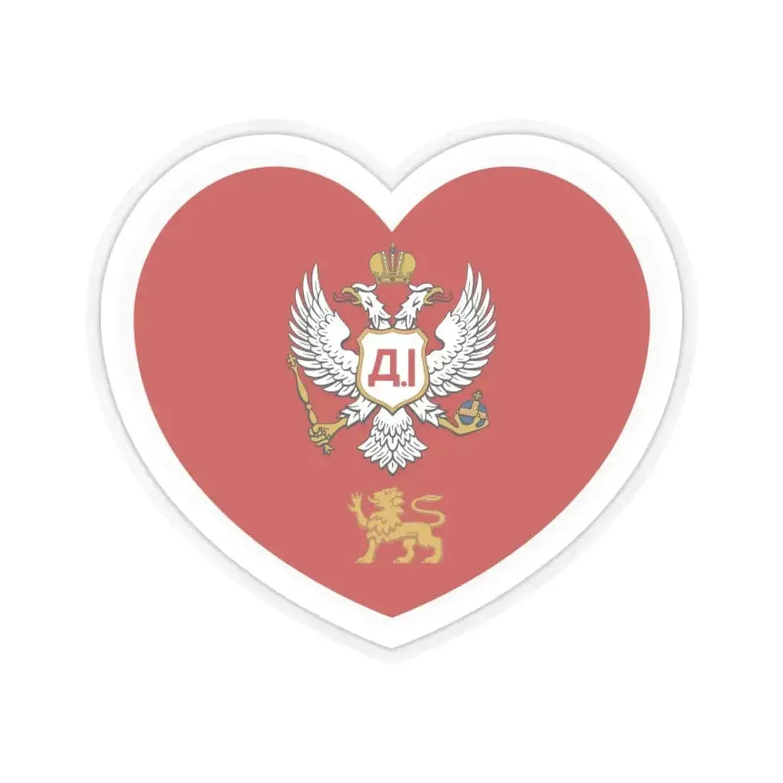 Heart Flag of Montenegro 1852-1860 - STICKER Vinyl Kiss-Cut Decal 3 Inch Transparent - The Sticker Space