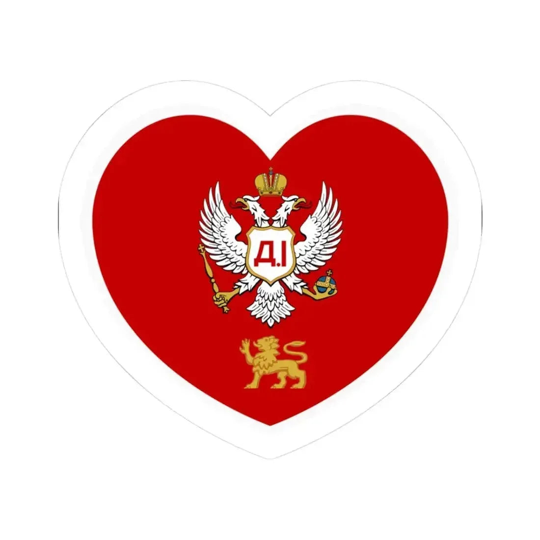 Heart Flag of Montenegro 1852-1860 - STICKER Vinyl Kiss-Cut Decal 3 Inch White - The Sticker Space