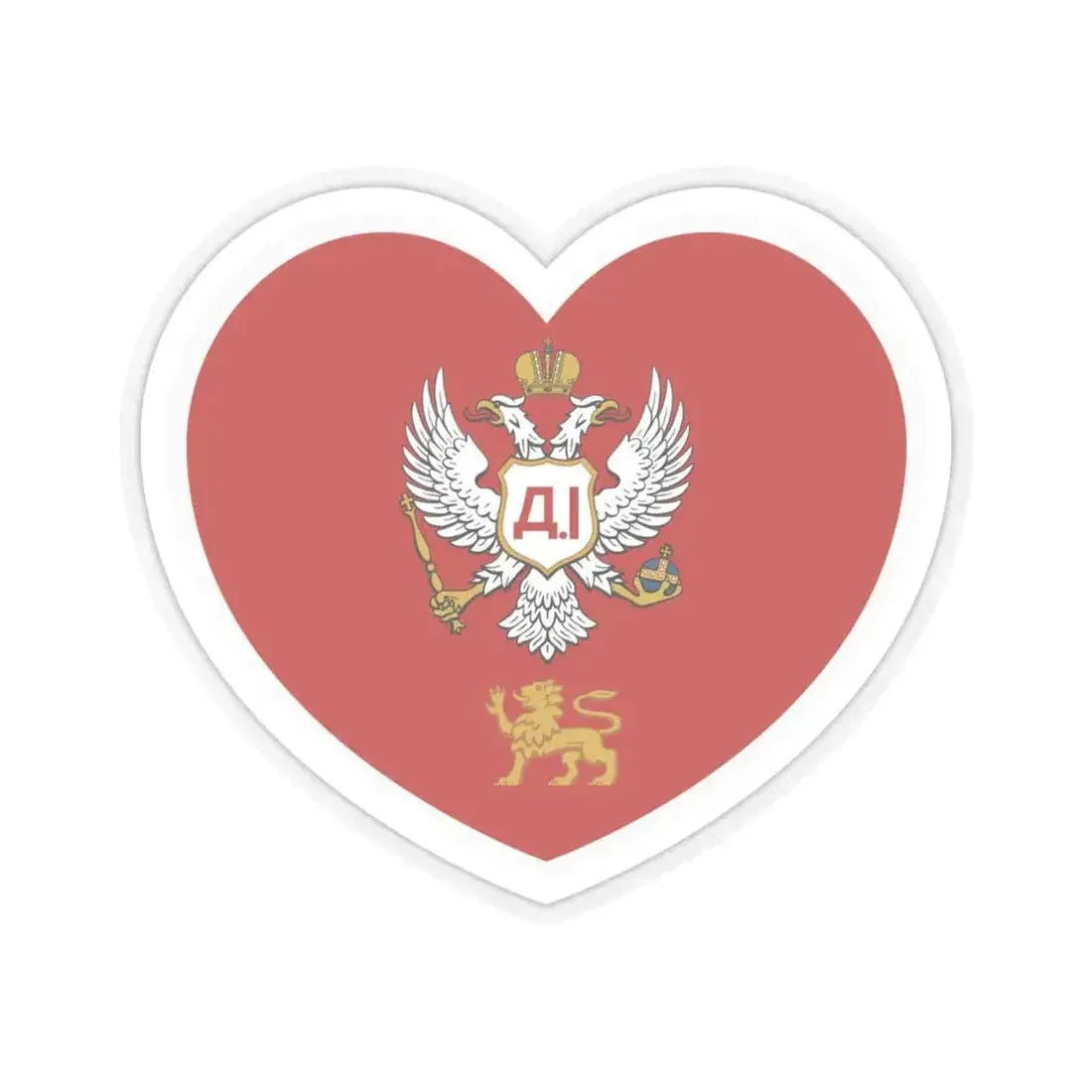 Heart Flag of Montenegro 1852-1860 - STICKER Vinyl Kiss-Cut Decal 4 Inch Transparent - The Sticker Space