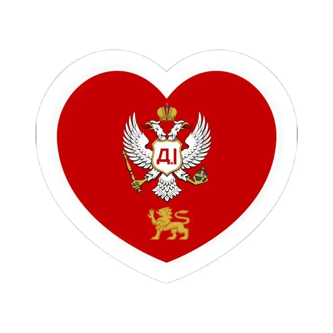Heart Flag of Montenegro 1852-1860 - STICKER Vinyl Kiss-Cut Decal 4 Inch White - The Sticker Space