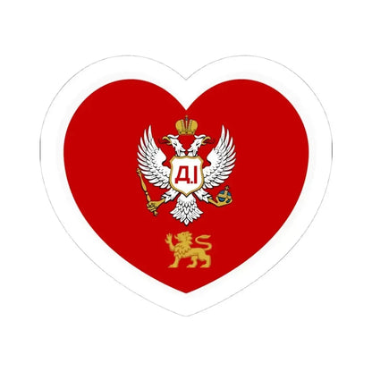 Heart Flag of Montenegro 1852-1860 - STICKER Vinyl Kiss-Cut Decal 4 Inch White - The Sticker Space