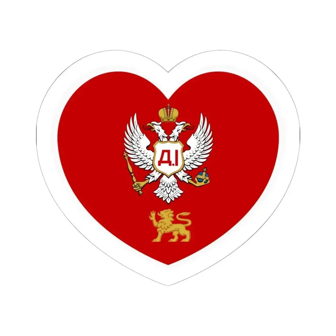 Heart Flag of Montenegro 1852-1860 - STICKER Vinyl Kiss-Cut Decal 6 Inch White - The Sticker Space