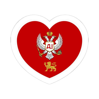 Heart Flag of Montenegro 1852-1860 - STICKER Vinyl Kiss-Cut Decal 6 Inch White - The Sticker Space