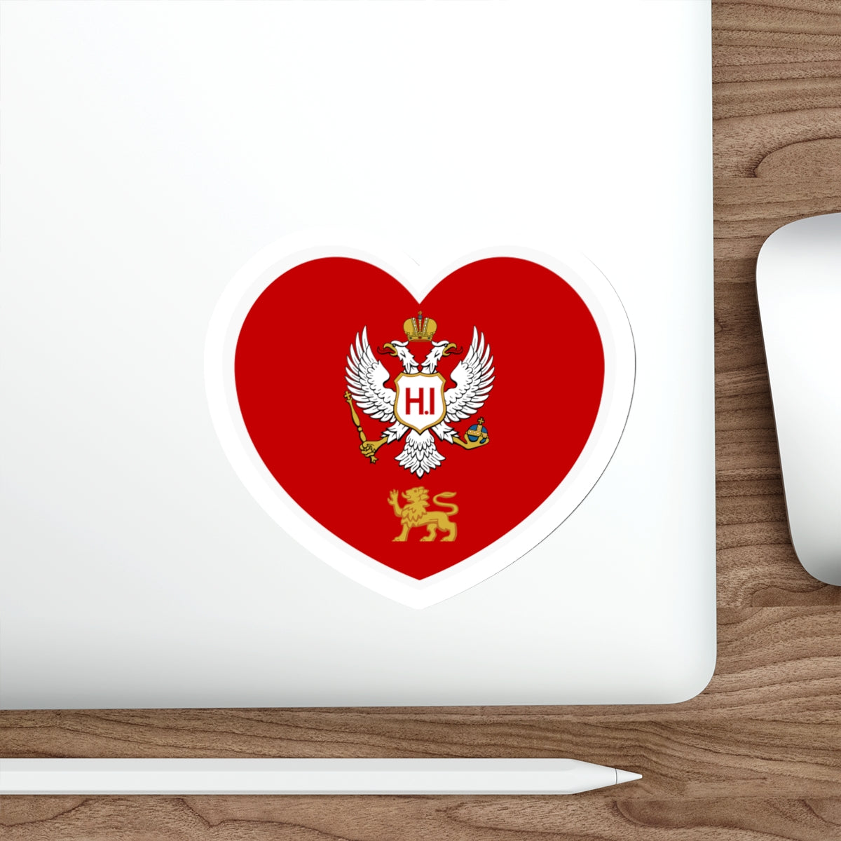 Heart Flag of Montenegro 1860-1905 - STICKER Vinyl Die-Cut Decal-The Sticker Space