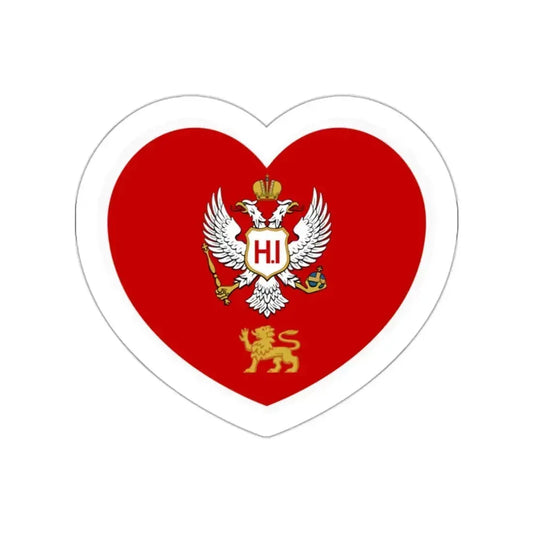 Heart Flag of Montenegro 1860-1905 - STICKER Vinyl Die-Cut Decal White Die-Cut 2 Inch - The Sticker Space