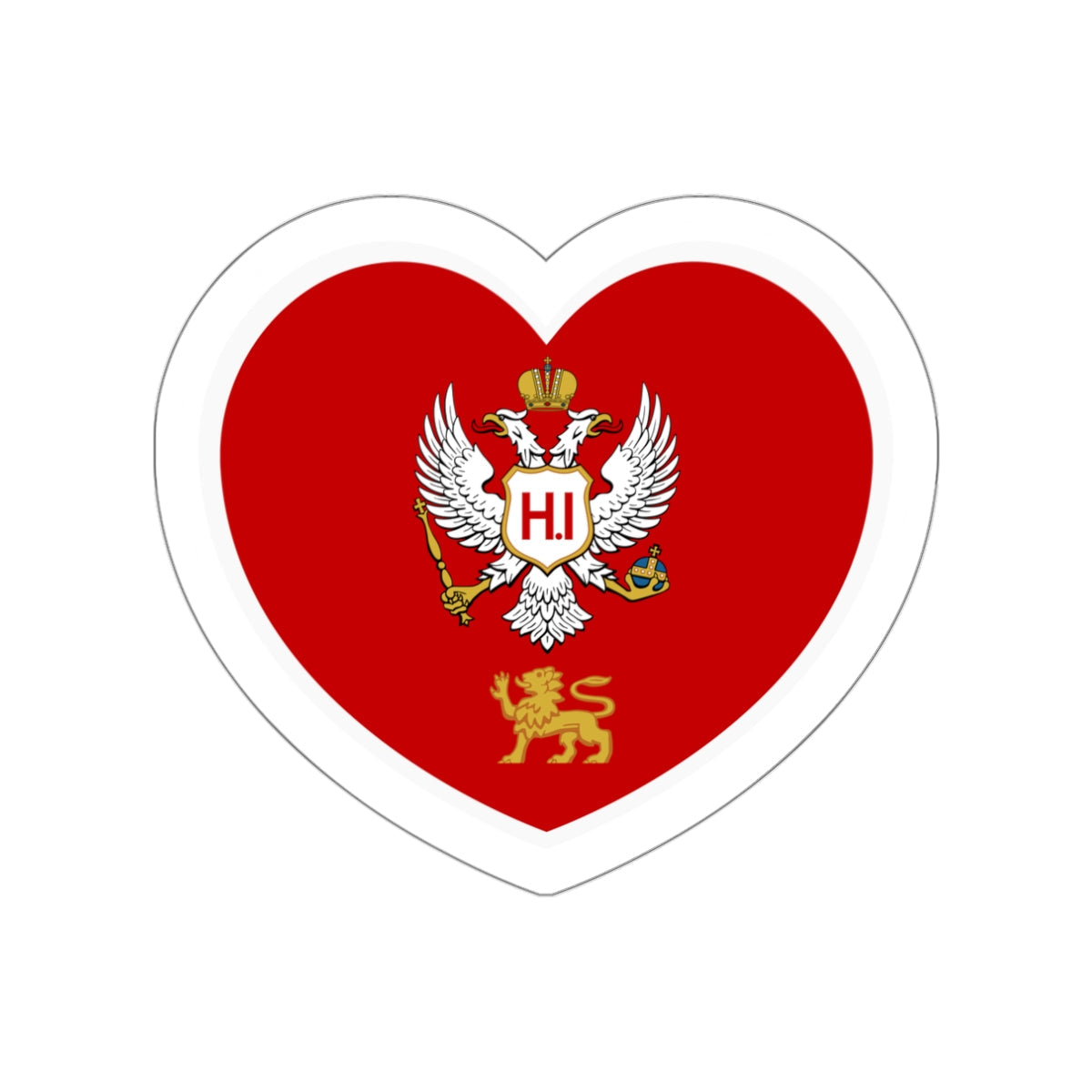 Heart Flag of Montenegro 1860-1905 - STICKER Vinyl Die-Cut Decal-White-The Sticker Space