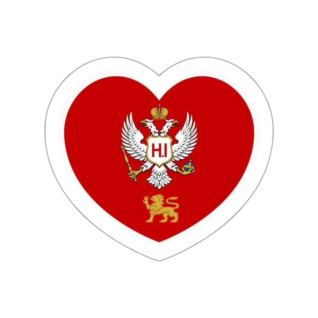 Heart Flag of Montenegro 1860-1905 - STICKER Vinyl Die-Cut Decal White Die-Cut 3 Inch - The Sticker Space