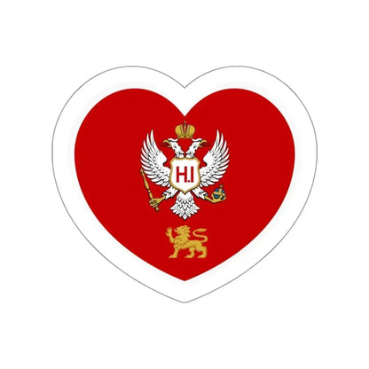 Heart Flag of Montenegro 1860-1905 - STICKER Vinyl Die-Cut Decal White Die-Cut 3 Inch - The Sticker Space