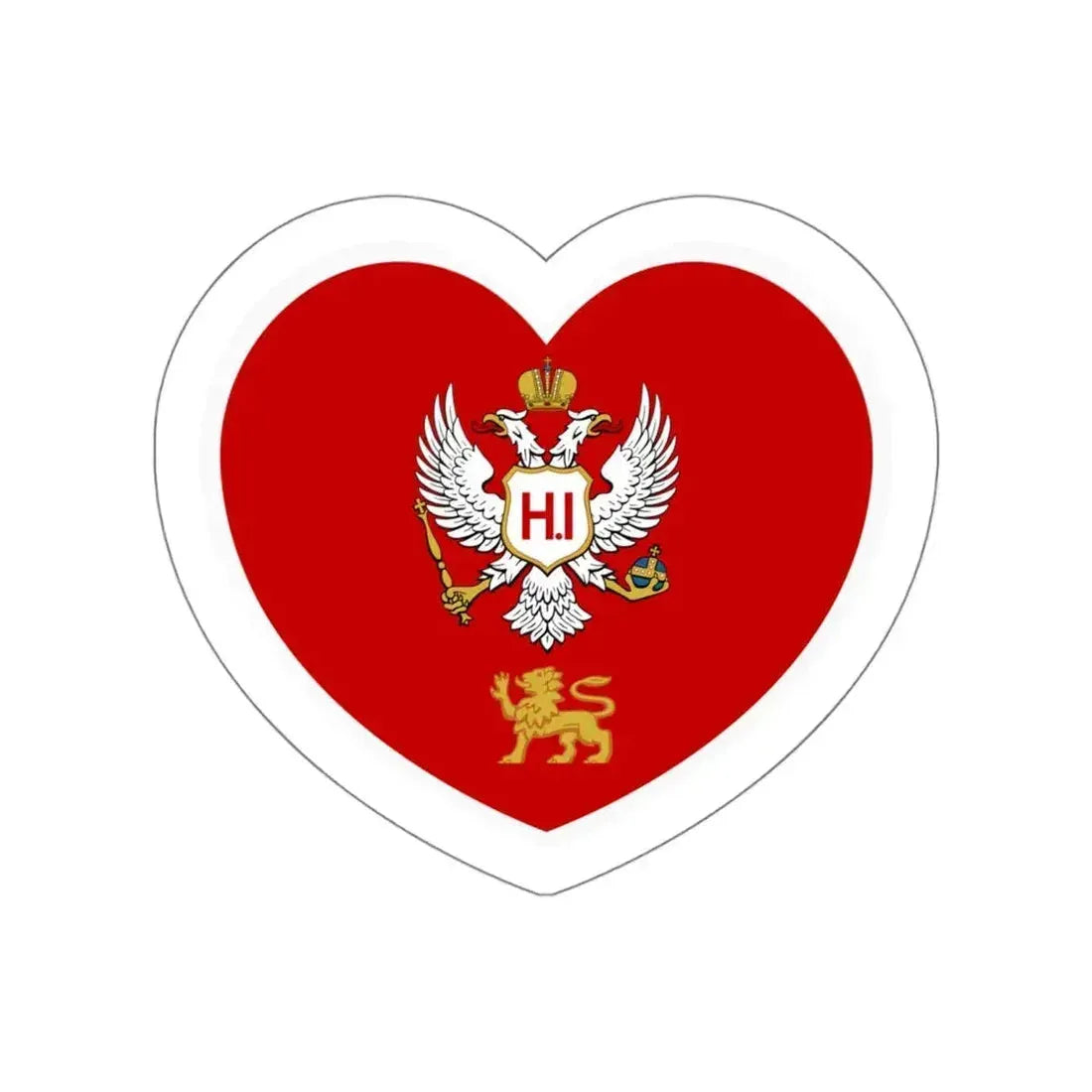 Heart Flag of Montenegro 1860-1905 - STICKER Vinyl Die-Cut Decal White Die-Cut 5 Inch - The Sticker Space