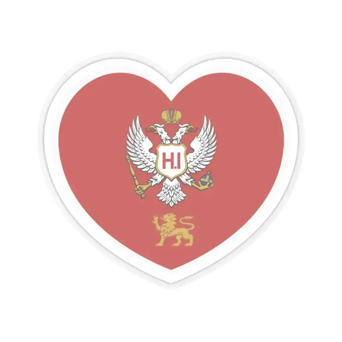 Heart Flag of Montenegro 1860-1905 - STICKER Vinyl Kiss-Cut Decal 2 Inch Transparent - The Sticker Space