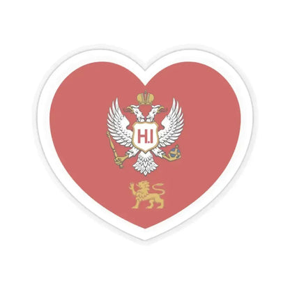 Heart Flag of Montenegro 1860-1905 - STICKER Vinyl Kiss-Cut Decal 2 Inch Transparent - The Sticker Space