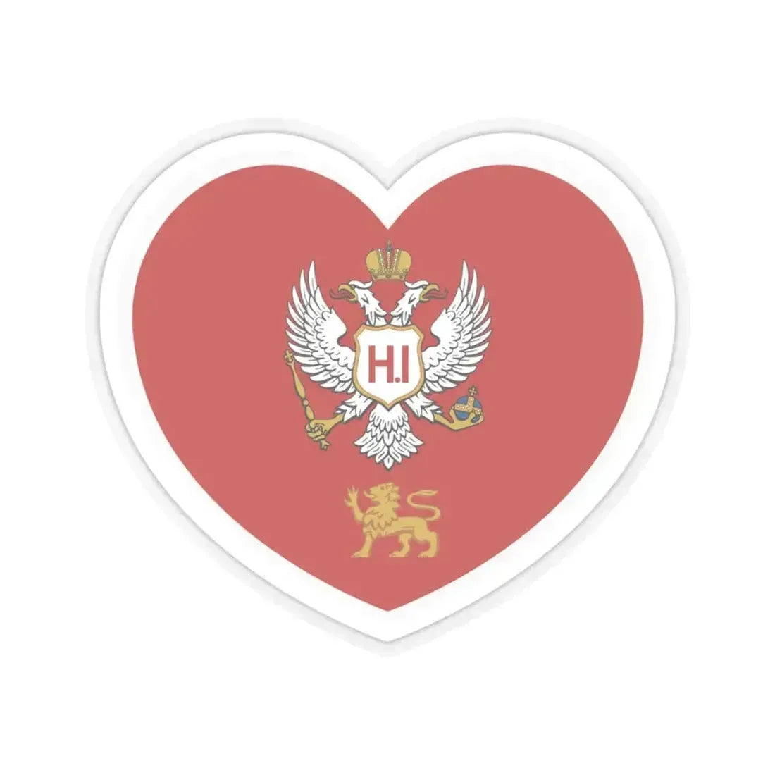 Heart Flag of Montenegro 1860-1905 - STICKER Vinyl Kiss-Cut Decal 3 Inch Transparent - The Sticker Space