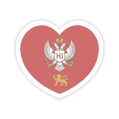 Heart Flag of Montenegro 1860-1905 - STICKER Vinyl Kiss-Cut Decal 3 Inch Transparent - The Sticker Space
